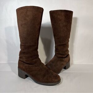 Drapers of Glastonbury Vintage Brown Suede Sheepskin Lined Campus Boots Size 6.5